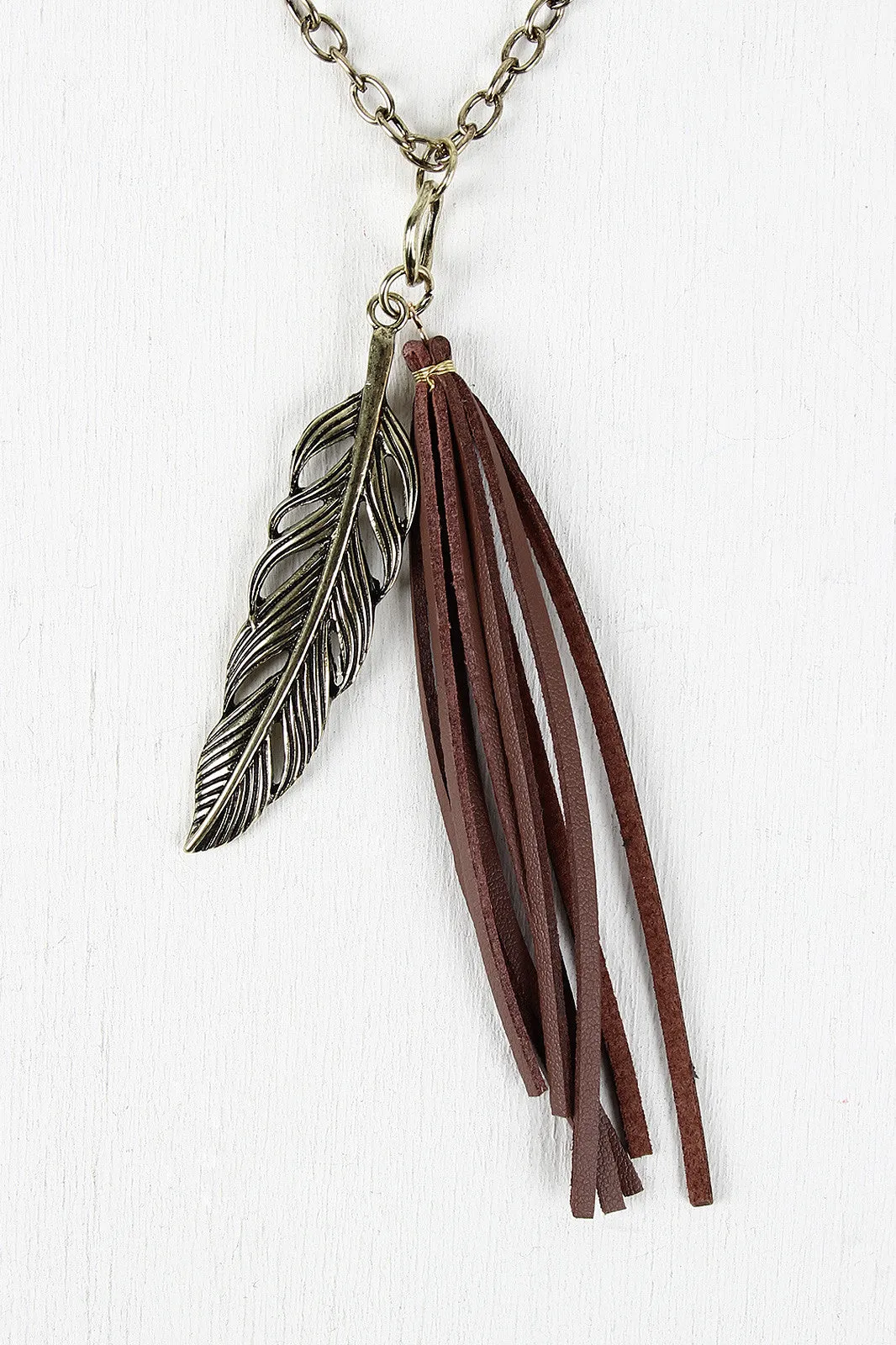 Feather Weight Tassel Pendant Necklace