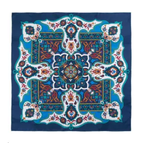 Flora Blue and Aqua Silk Scarf