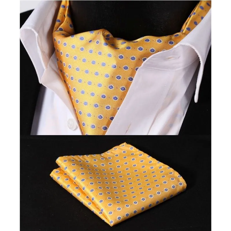Floral Ascot Cravat Scarf - YELLOW