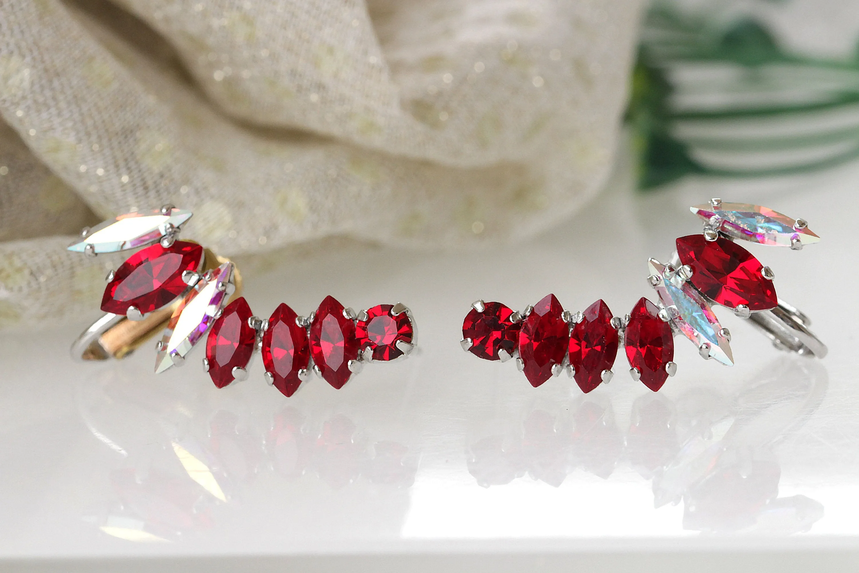 GARNET CLIMBING EARRINGS
