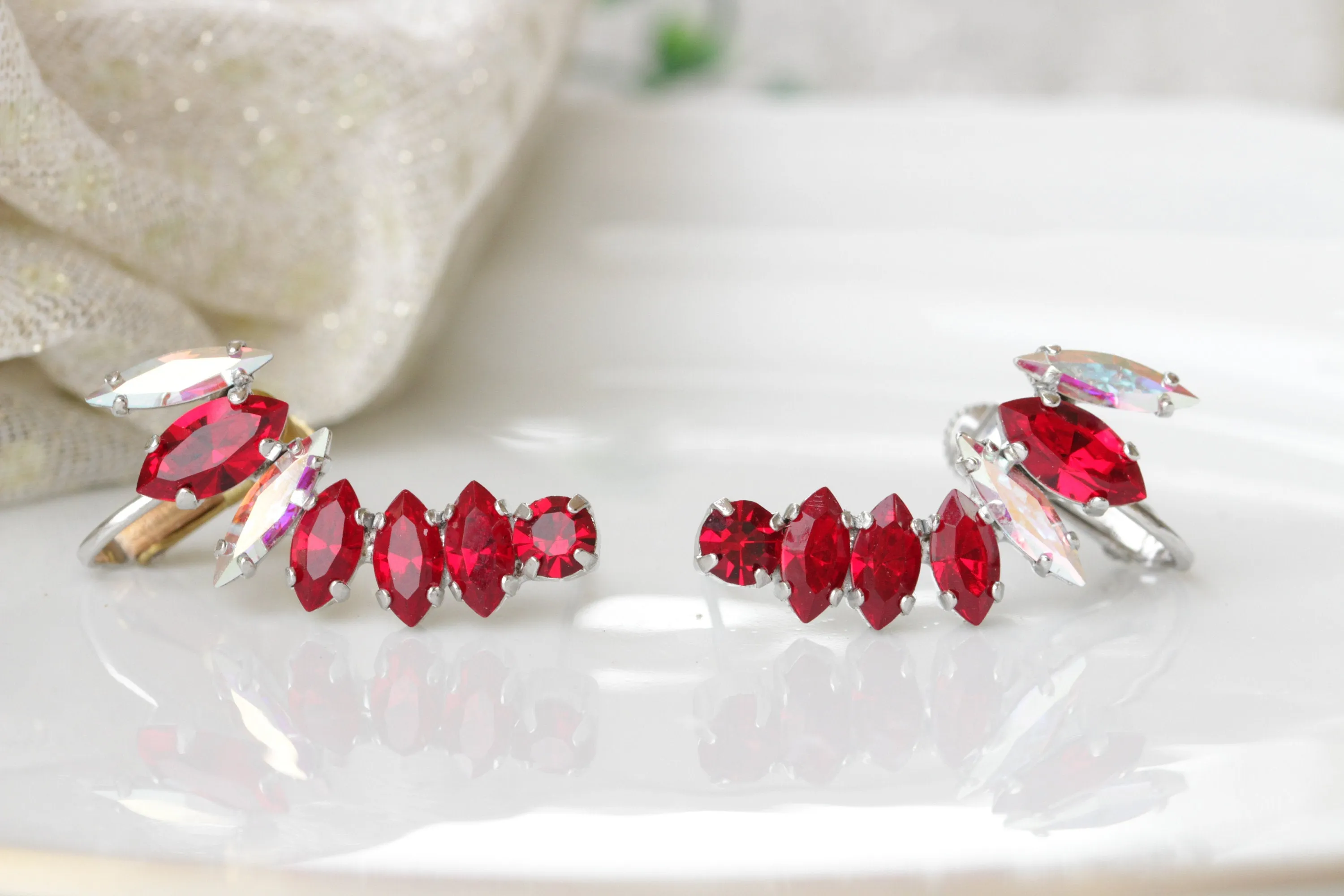 GARNET CLIMBING EARRINGS