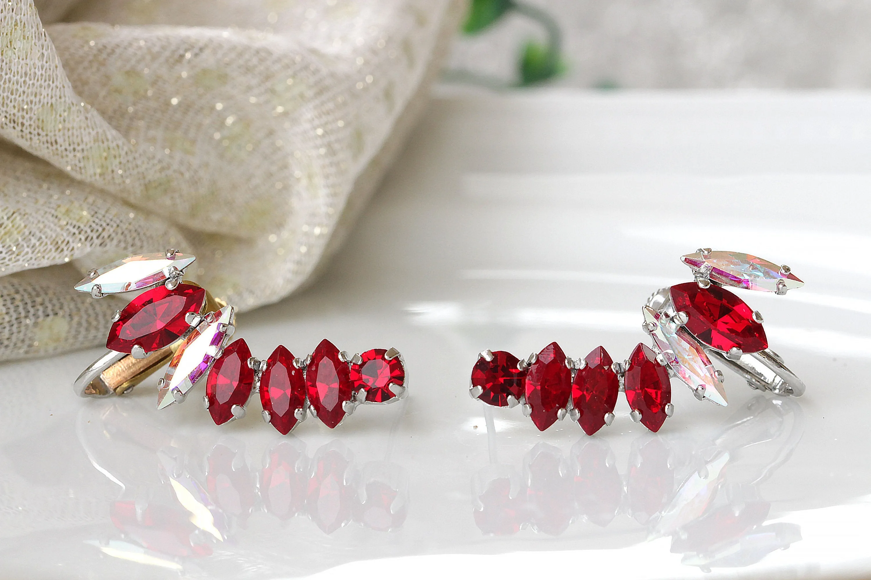 GARNET CLIMBING EARRINGS
