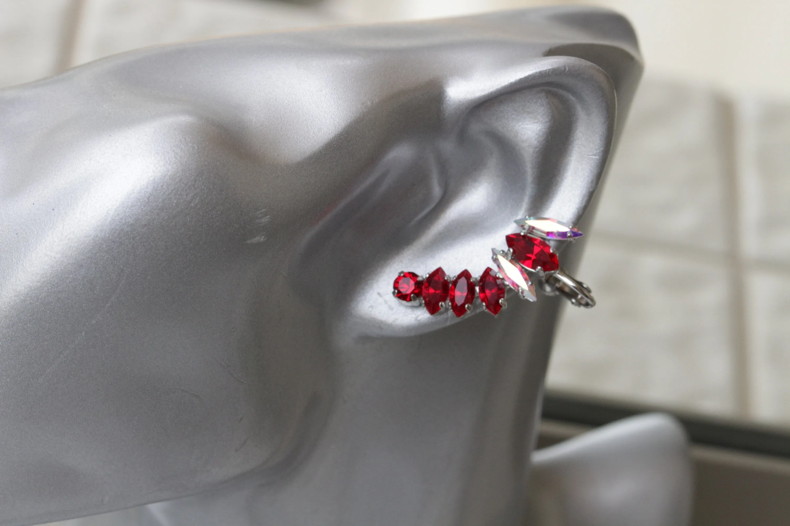 GARNET CLIMBING EARRINGS