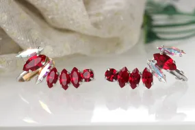 GARNET CLIMBING EARRINGS