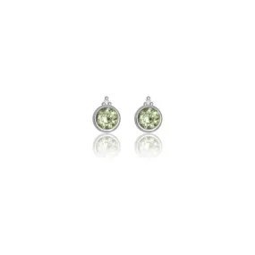 Georgini Natural Peridot and Two Natural Diamond August Earrings - Silver