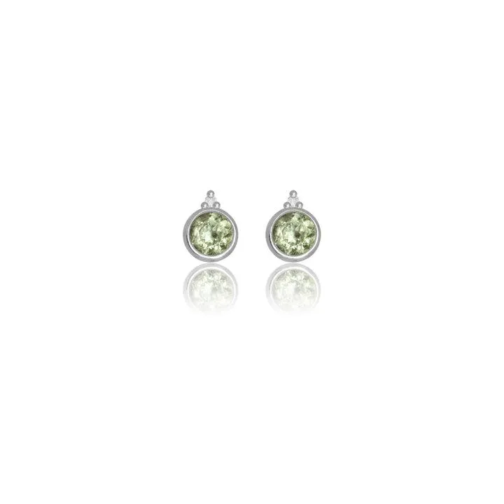 Georgini Natural Peridot and Two Natural Diamond August Earrings - Silver