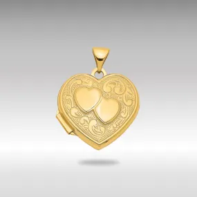 Gold Double Heart Locket Pendant - Model XL78