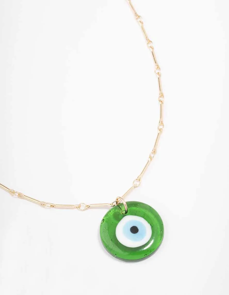 Gold Evil Eye Pendant Necklace