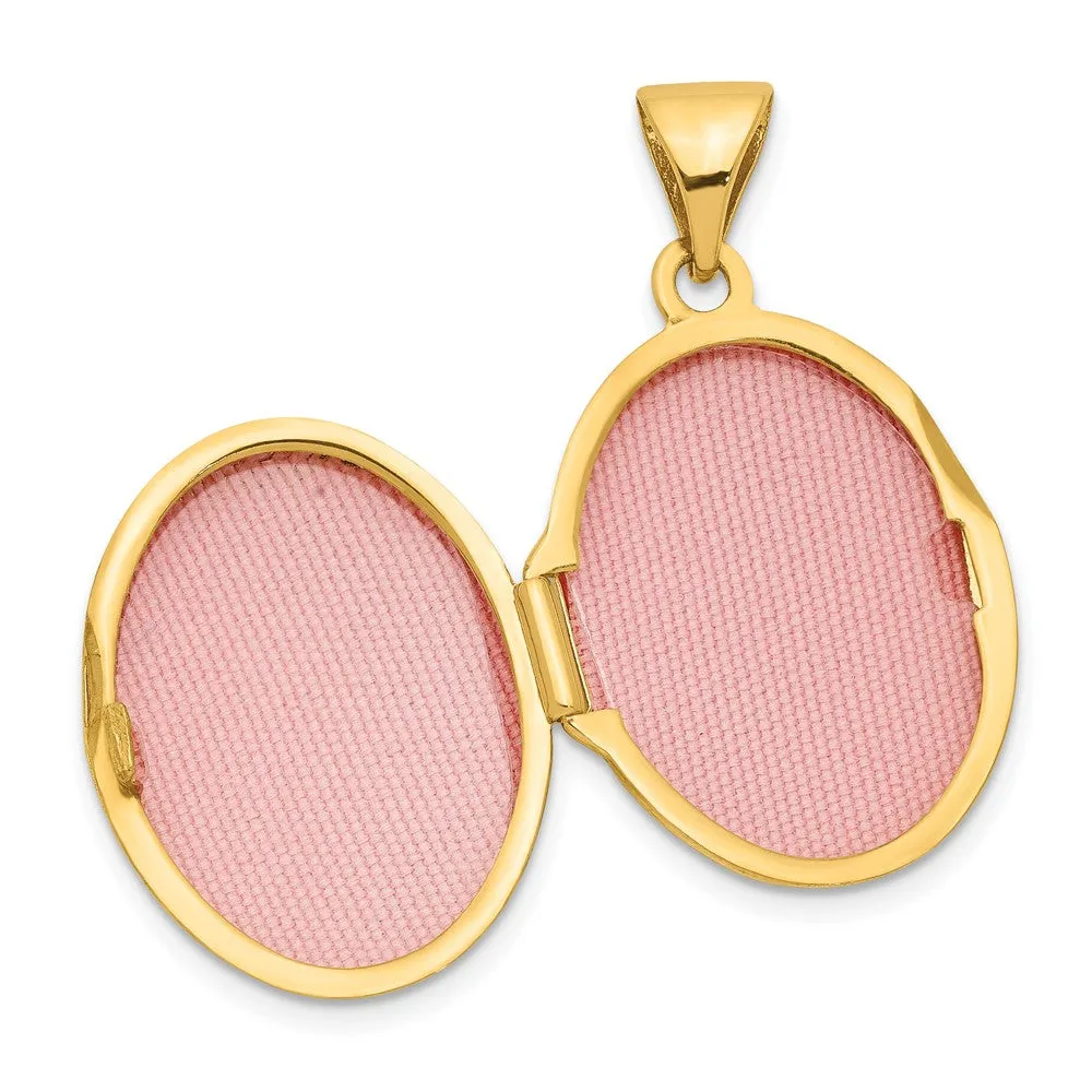 Gold Floral Oval Locket Pendant - Model XL116
