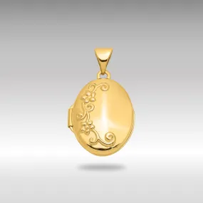 Gold Floral Oval Locket Pendant - Model XL116