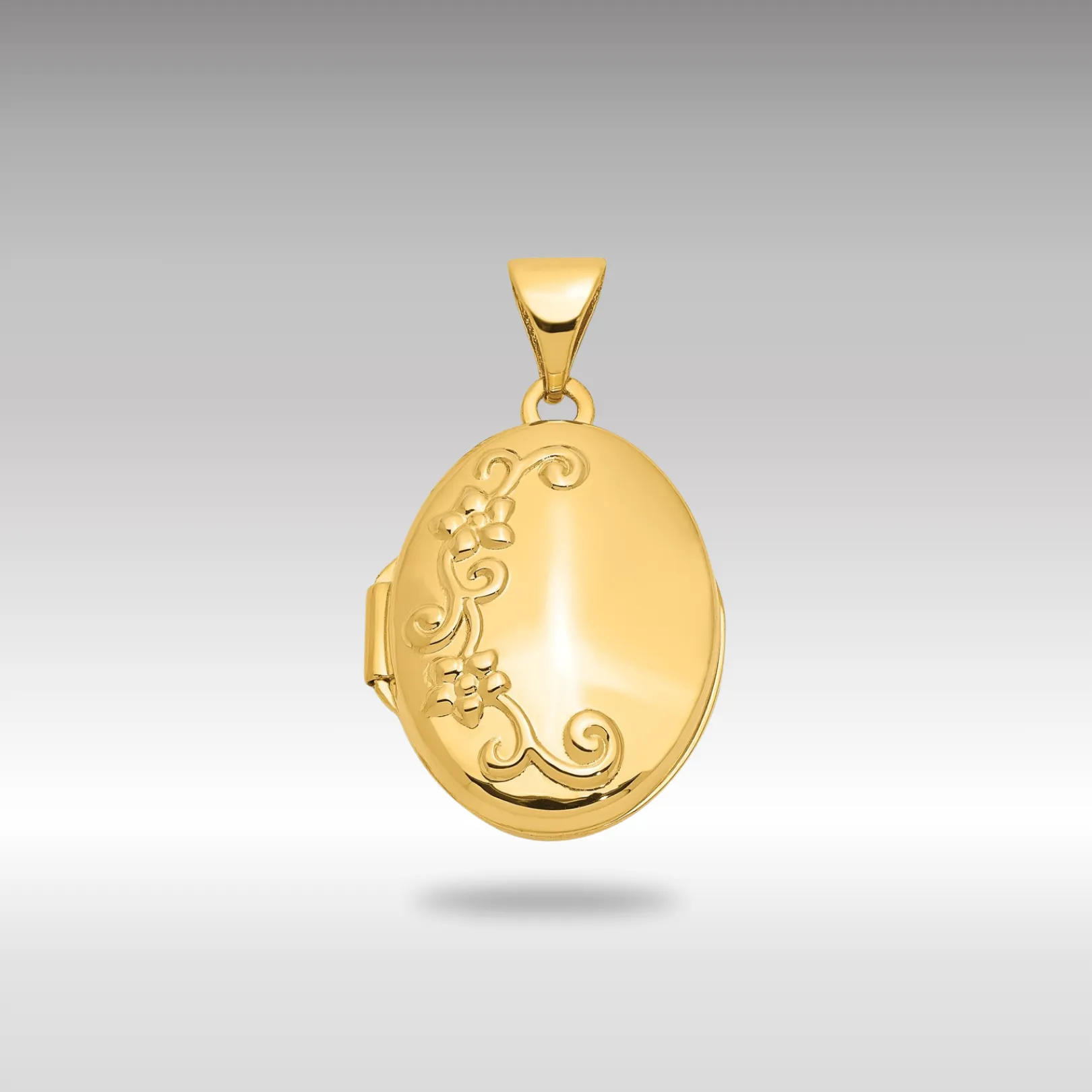 Gold Floral Oval Locket Pendant - Model XL116