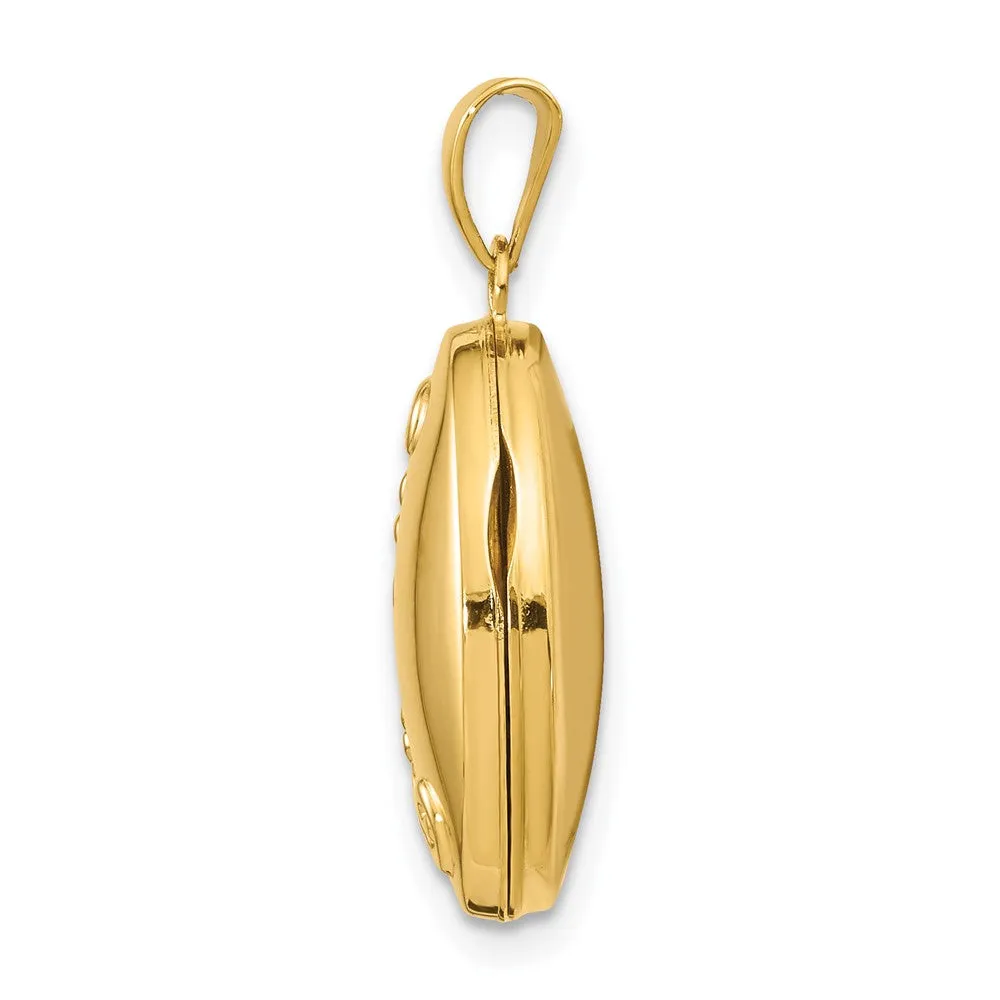 Gold Floral Oval Locket Pendant - Model XL116