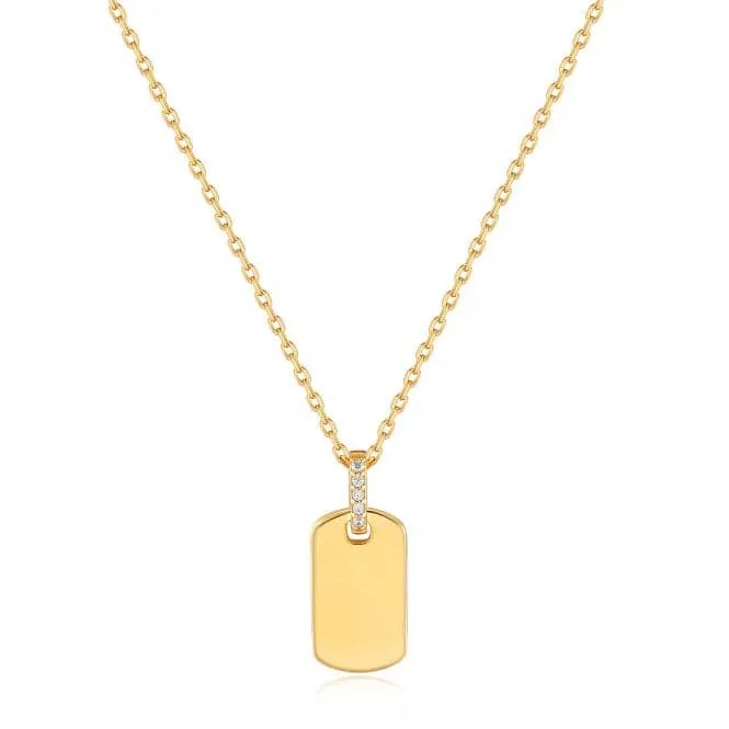 Gold Glam Tag Pendant Necklace N037-02G