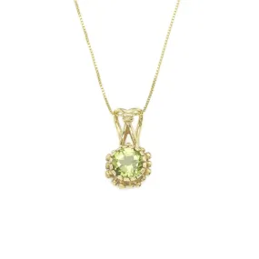 Gold Peridot Pendant - Natural Peridot Necklace, Gold Round Pendant