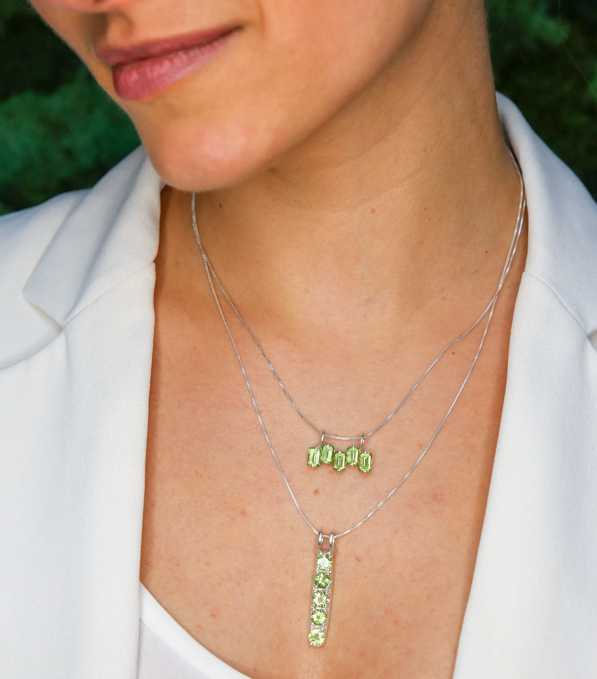 Gold Peridot Pendant - Natural Peridot Necklace, Green Baguette Pendant