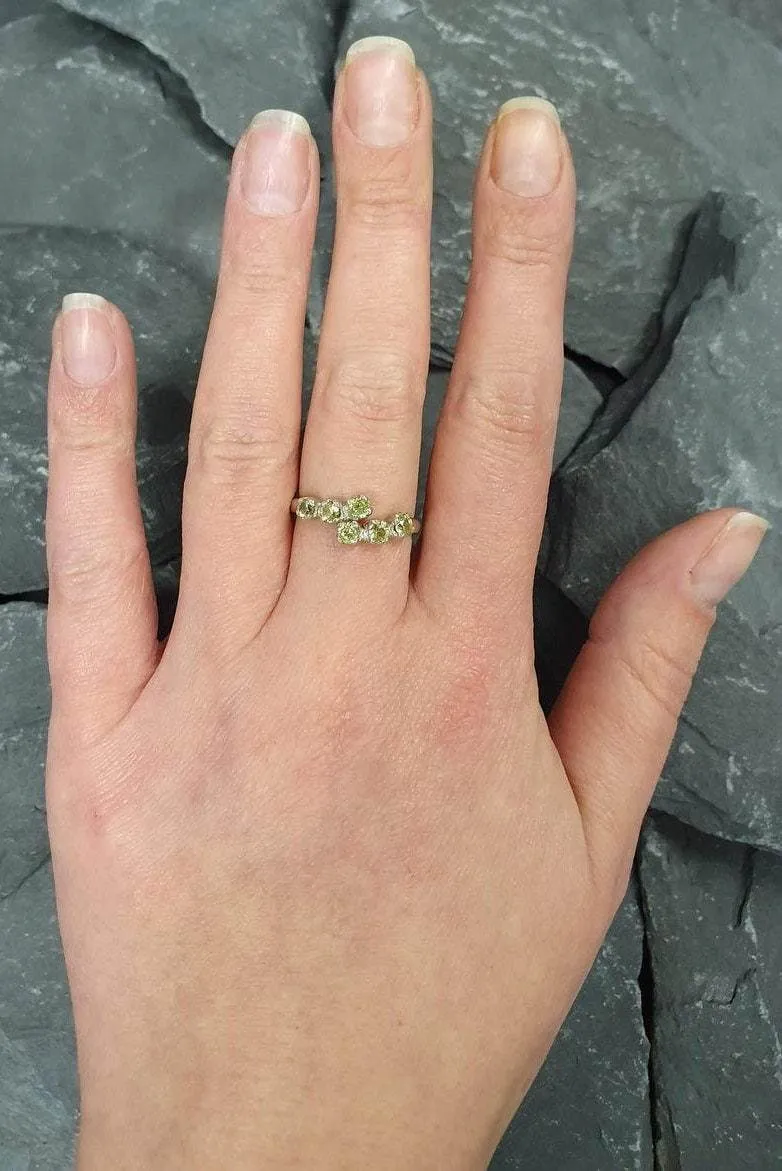 Gold Peridot Ring - Natural Peridot Ring - Bypass Gold Ring