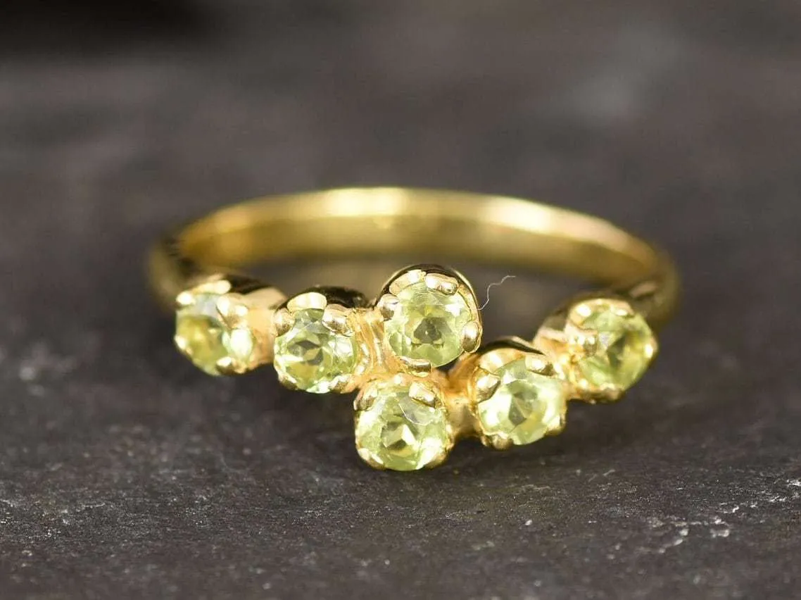 Gold Peridot Ring - Natural Peridot Ring - Bypass Gold Ring