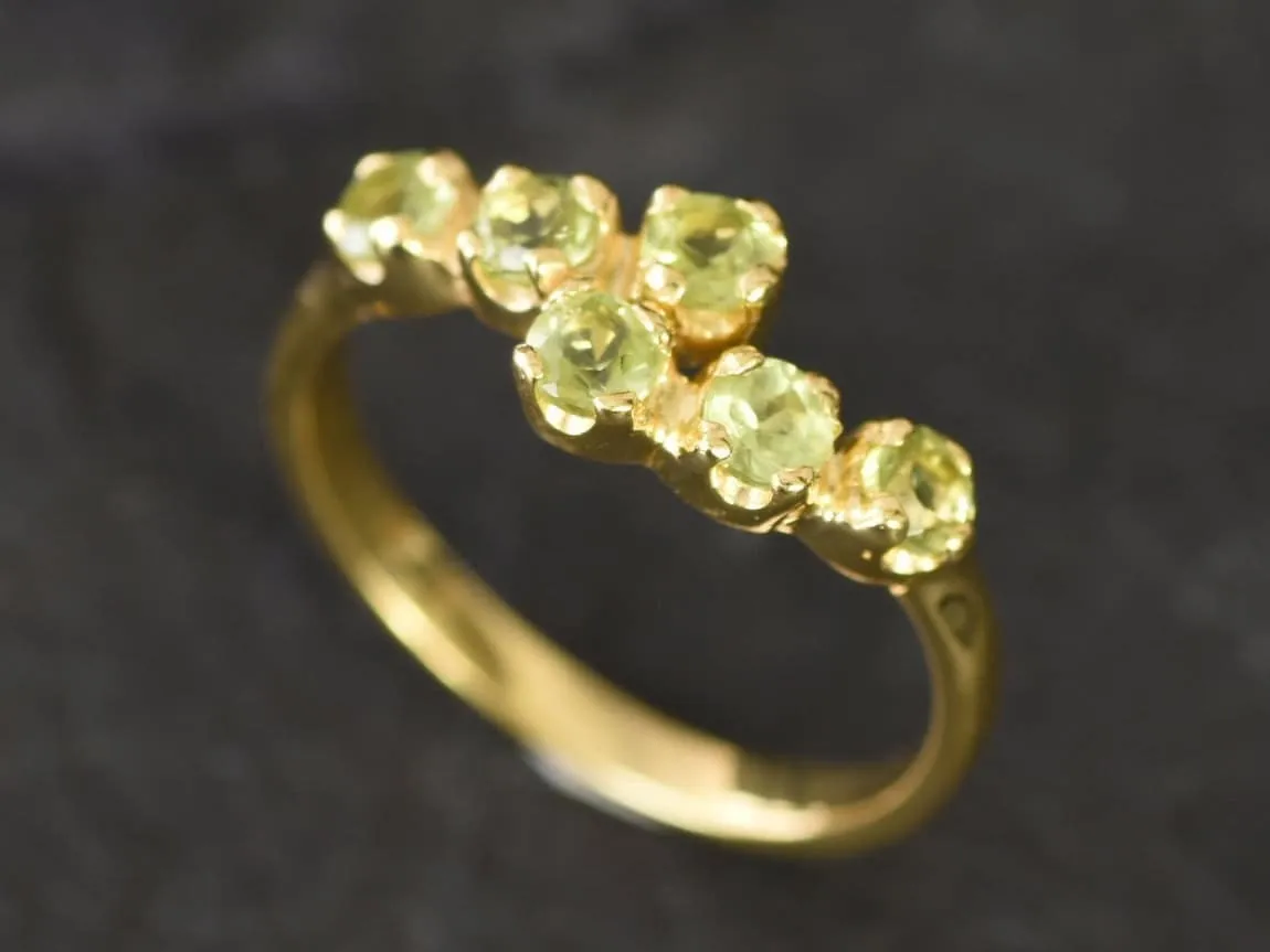 Gold Peridot Ring - Natural Peridot Ring - Bypass Gold Ring