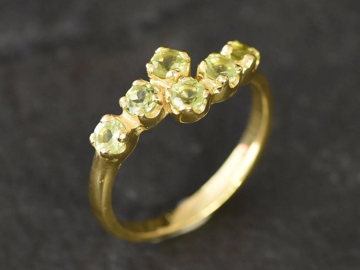 Gold Peridot Ring - Natural Peridot Ring - Bypass Gold Ring
