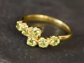 Gold Peridot Ring - Natural Peridot Ring - Bypass Gold Ring