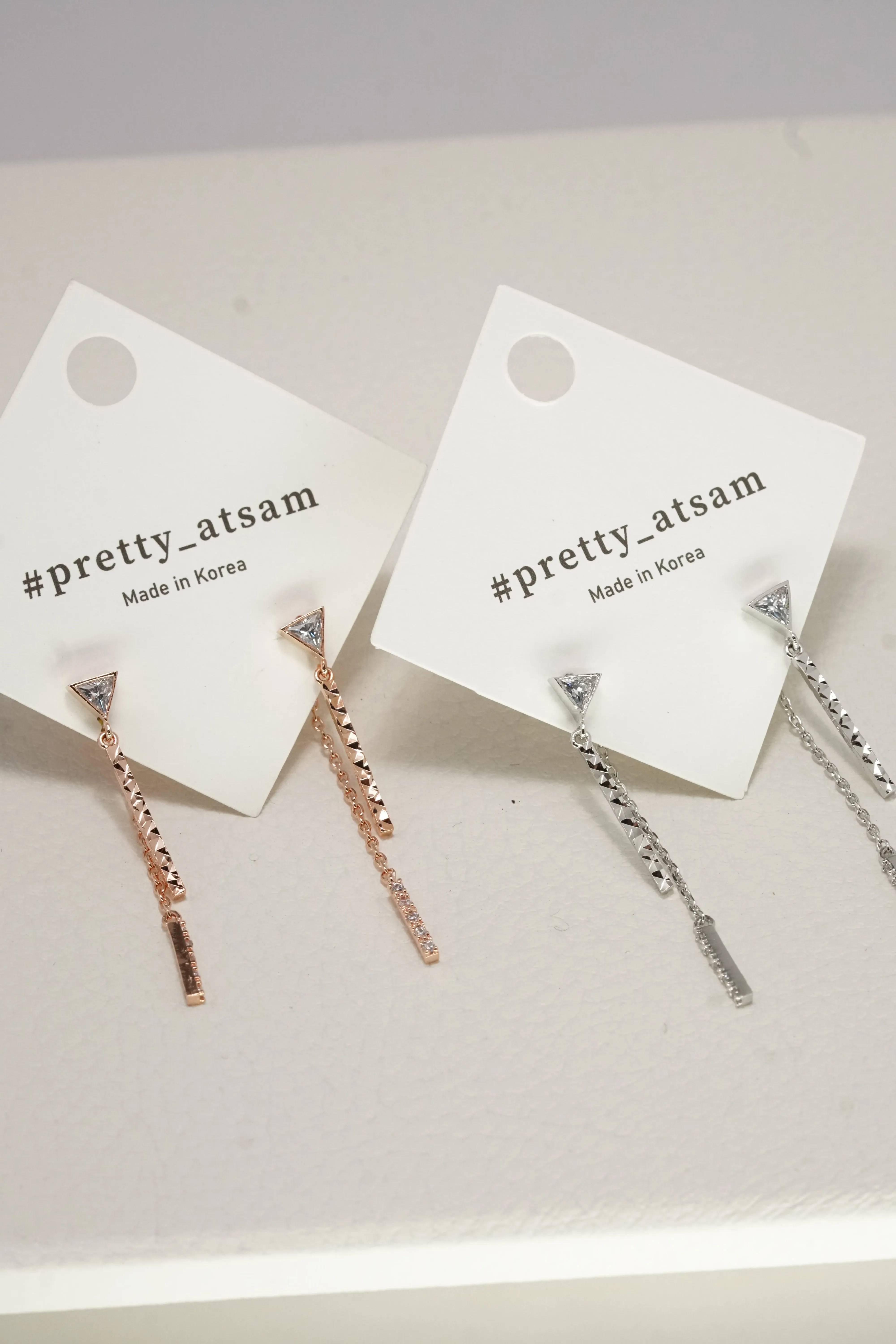Gold Plated Double Side Diamond Cut Bar Dangle Drop Earring
