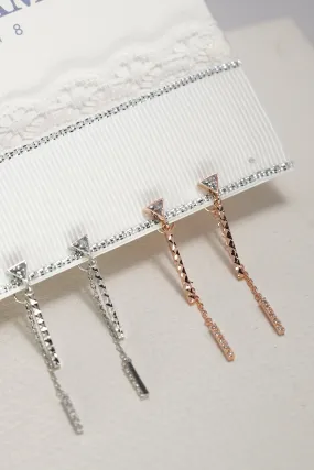 Gold Plated Double Side Diamond Cut Bar Dangle Drop Earring