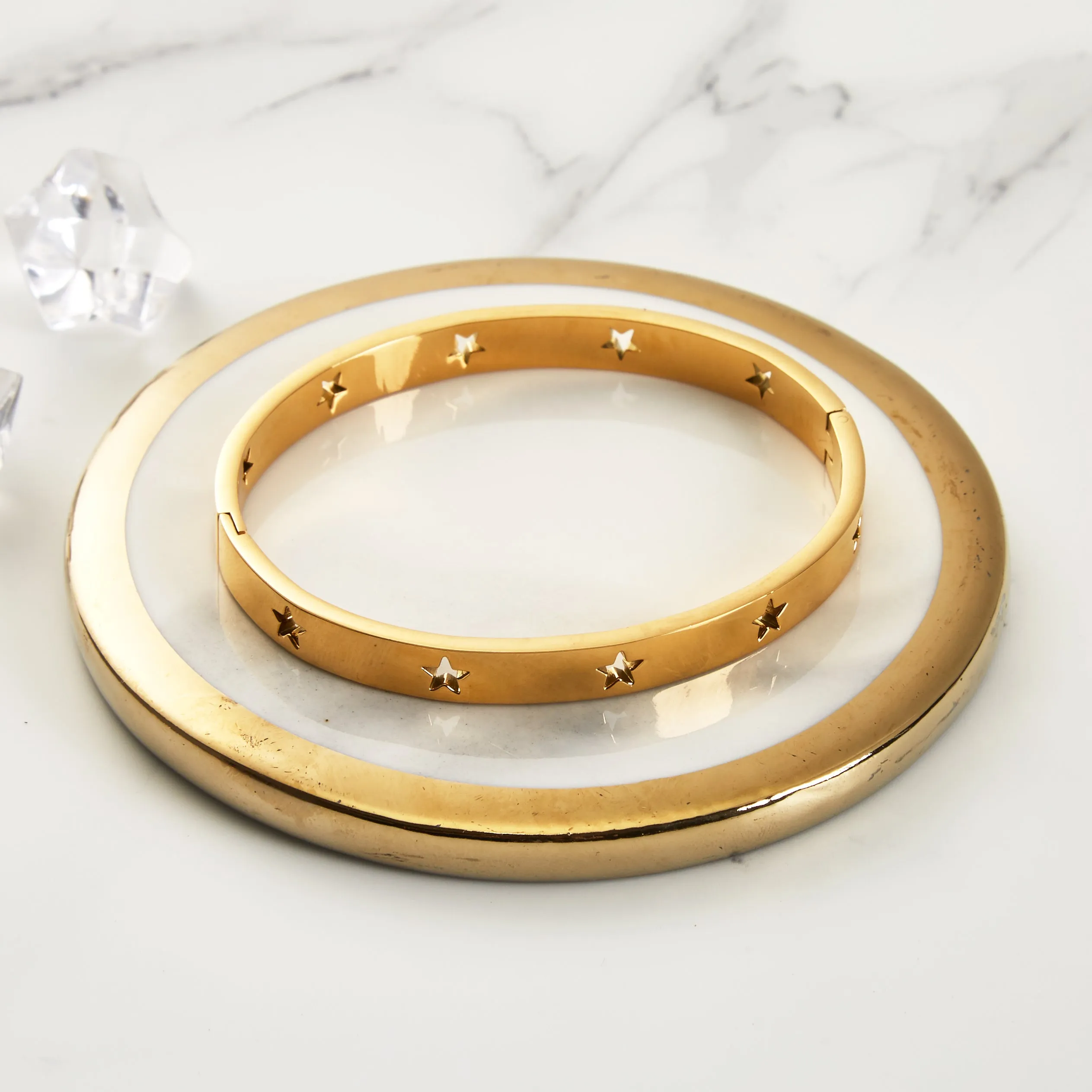 Gold Plated Stainless Steel Star Bangle