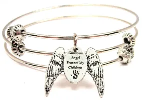 Guardian Angel Protect My Children Triple Style Expandable Bangle Bracelet