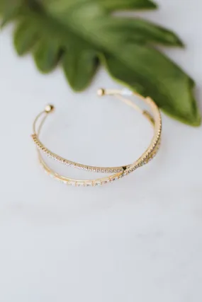 Half Baguette & Half Pave Dainty X Bangle
