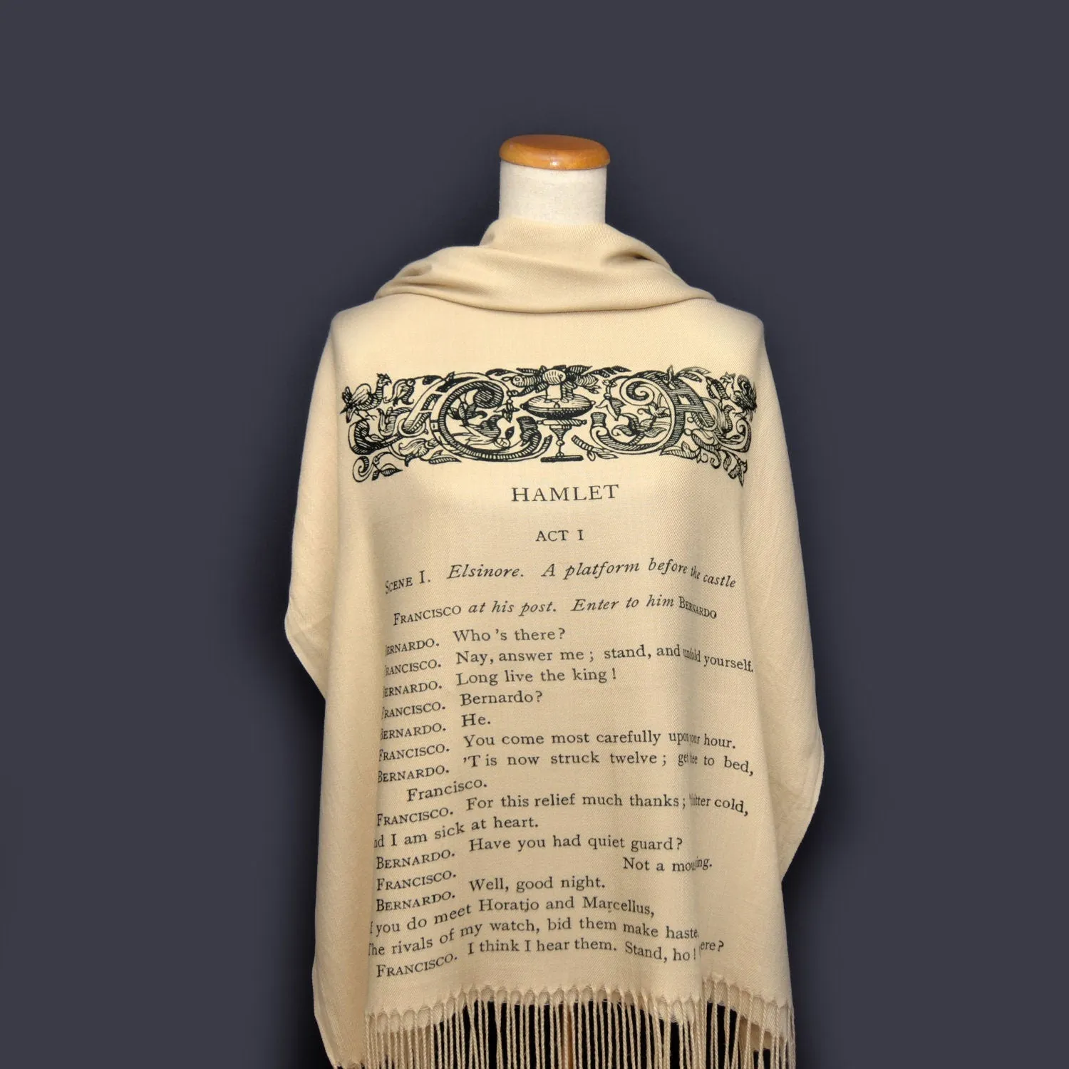 Hamlet Scarf/Shawl. William Shakespeare. The Tragedy of Hamlet, Prince of Denmark by William Shakespeare Scarf.