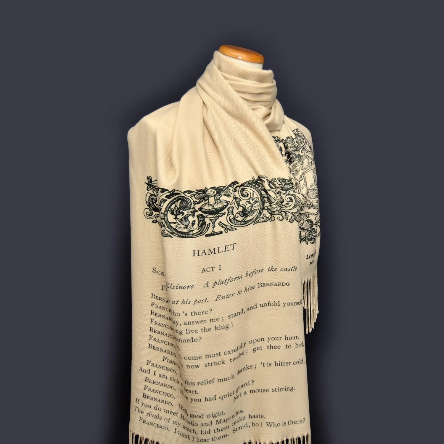 Hamlet Scarf/Shawl. William Shakespeare. The Tragedy of Hamlet, Prince of Denmark by William Shakespeare Scarf.