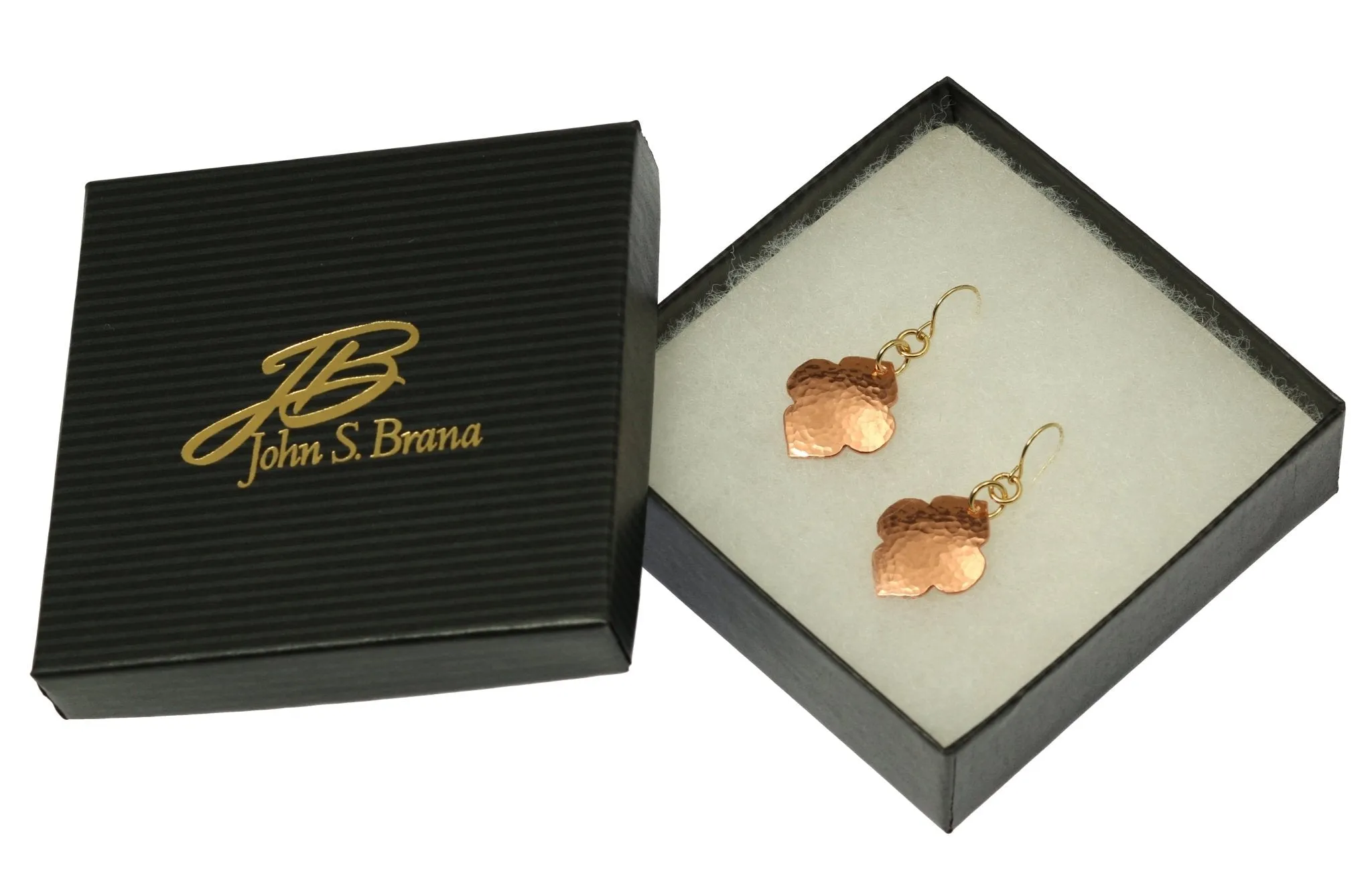 Hammered Copper Quatrefoil Dangle Earrings