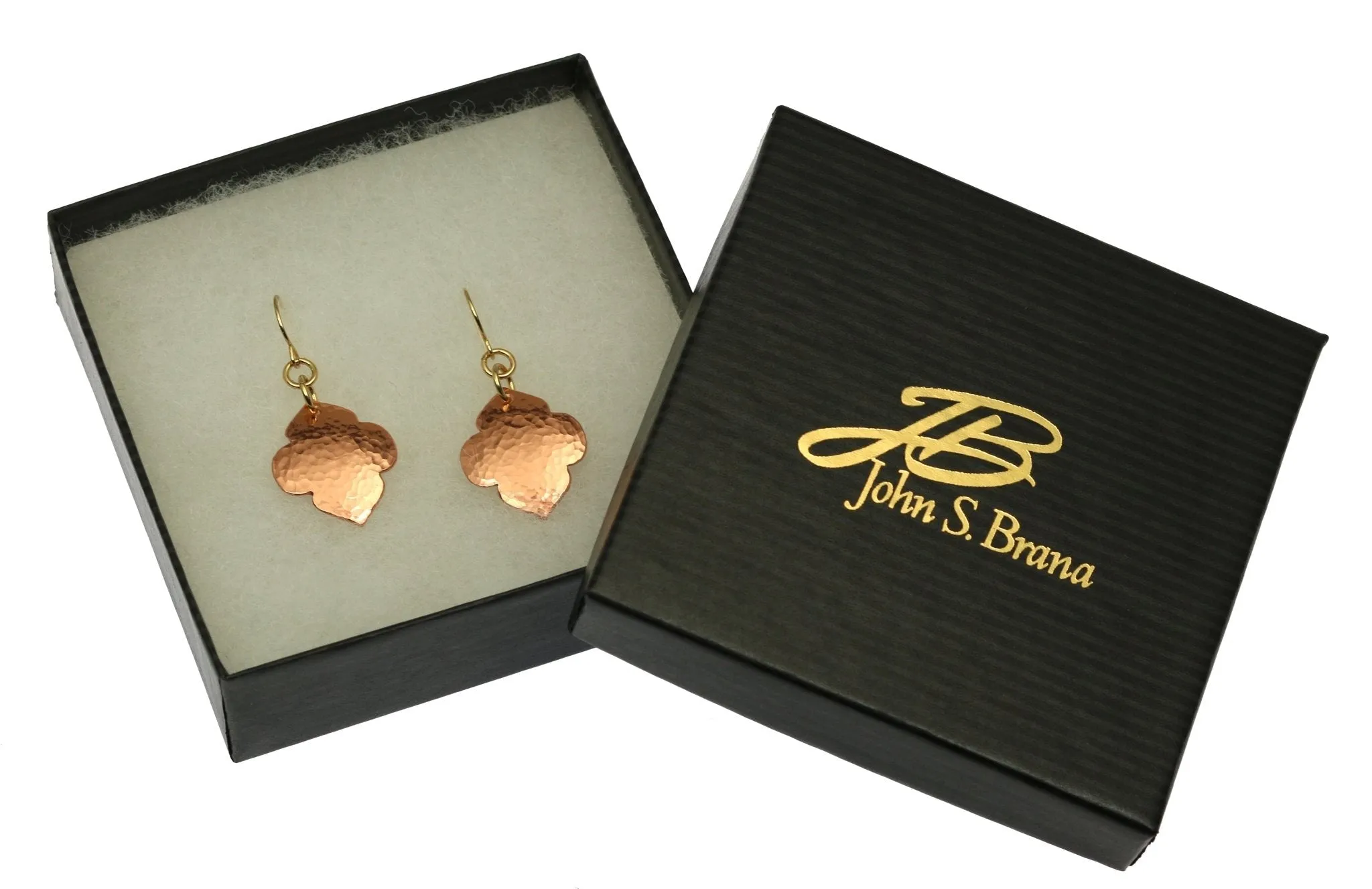 Hammered Copper Quatrefoil Dangle Earrings