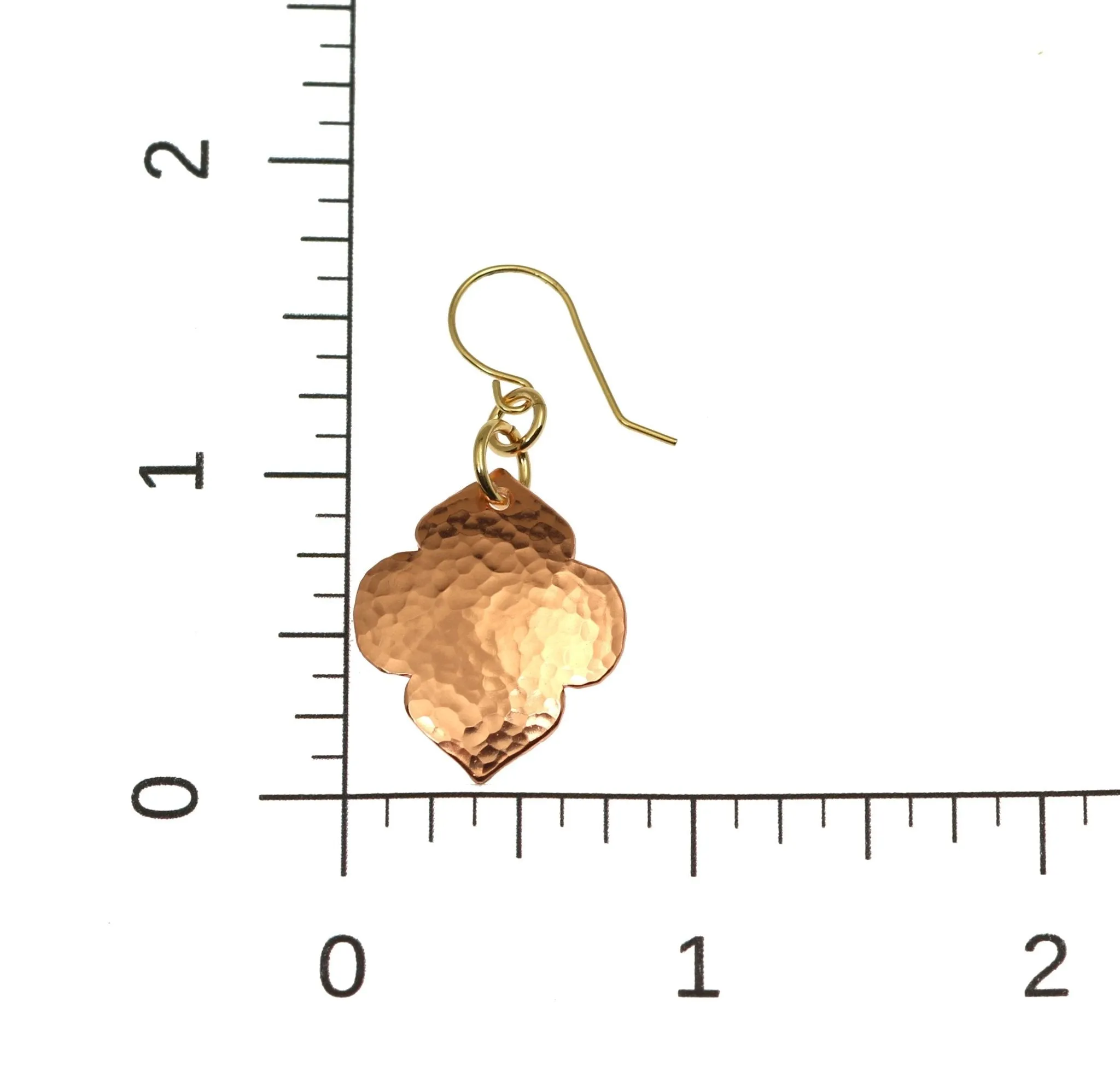 Hammered Copper Quatrefoil Dangle Earrings