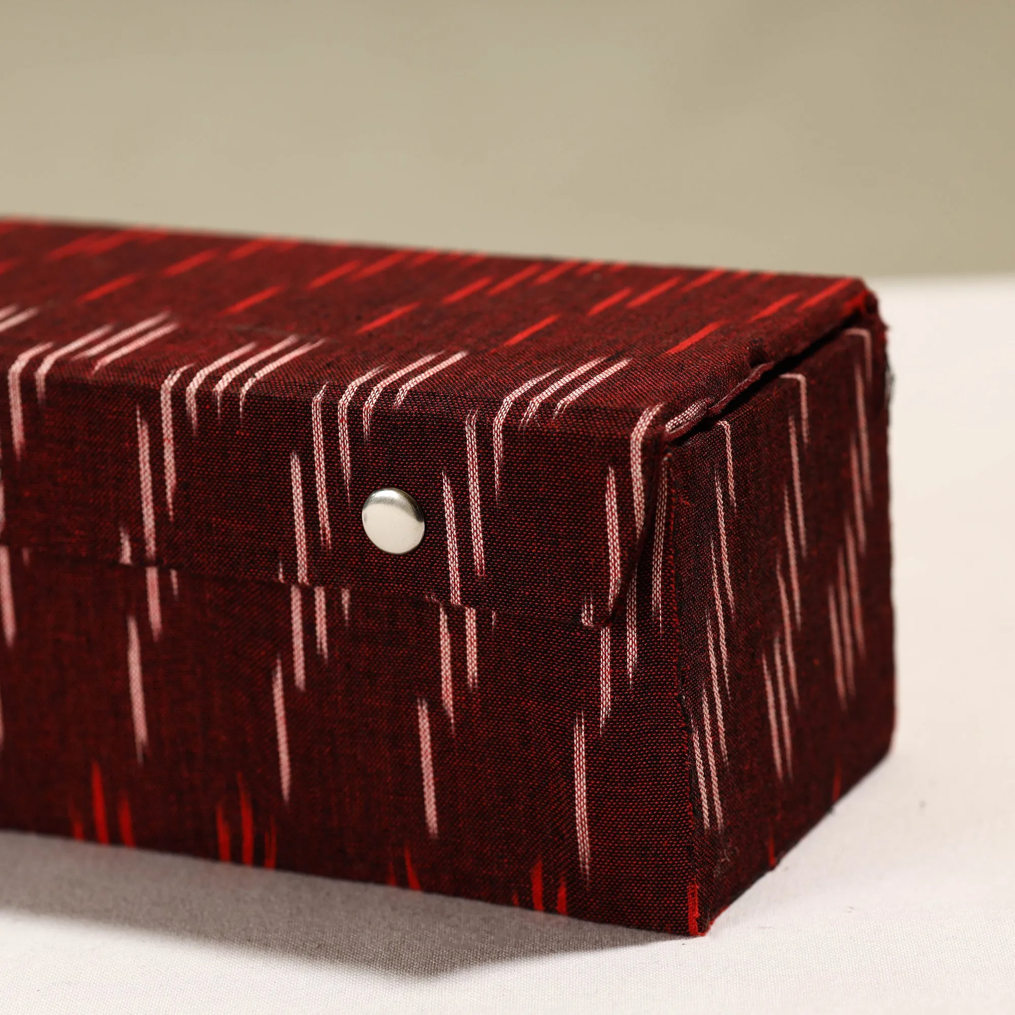 Handcrafted Ikat Fabric Embellished One Rod Bangle Box (11 x 3.5 in)
