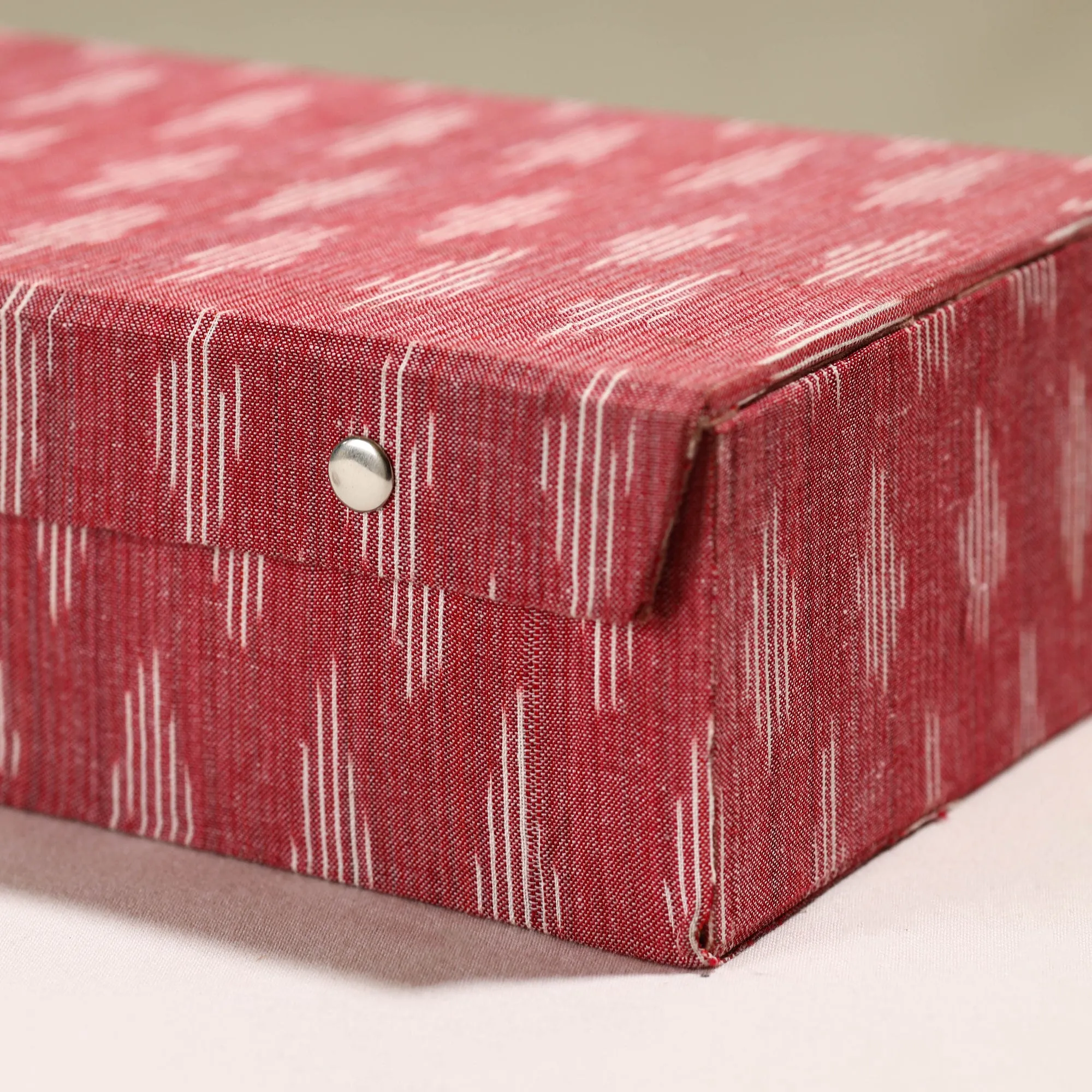 Handcrafted Ikat Fabric Embellished Two Rods Bangle Box (11 x 7 in)