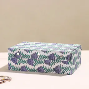 Handcrafted Sanganeri Fabric Embellished Two Rods Bangle Box (11 x 7 in)