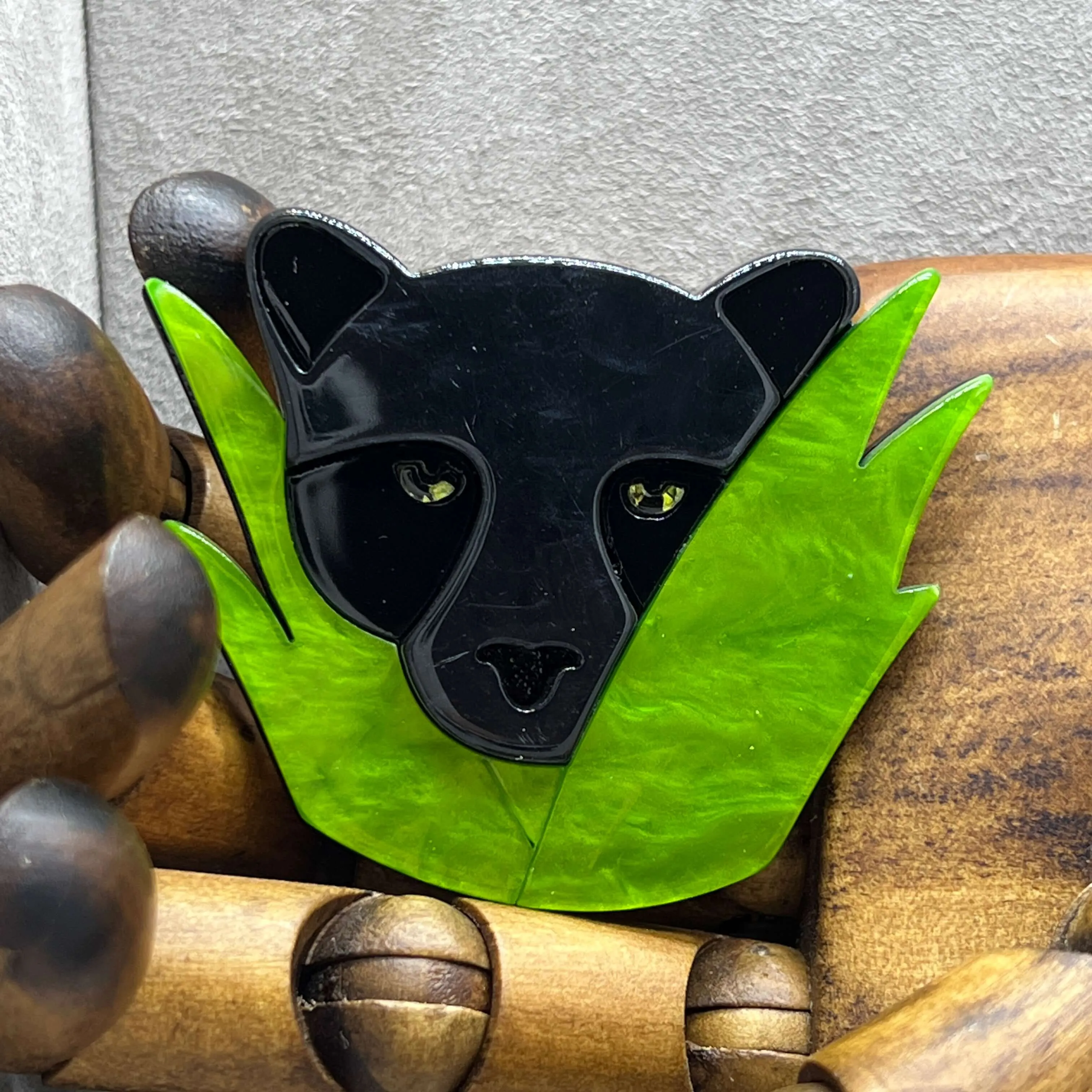 Handmade Acrylic Art Brooch - The Peeking Panther