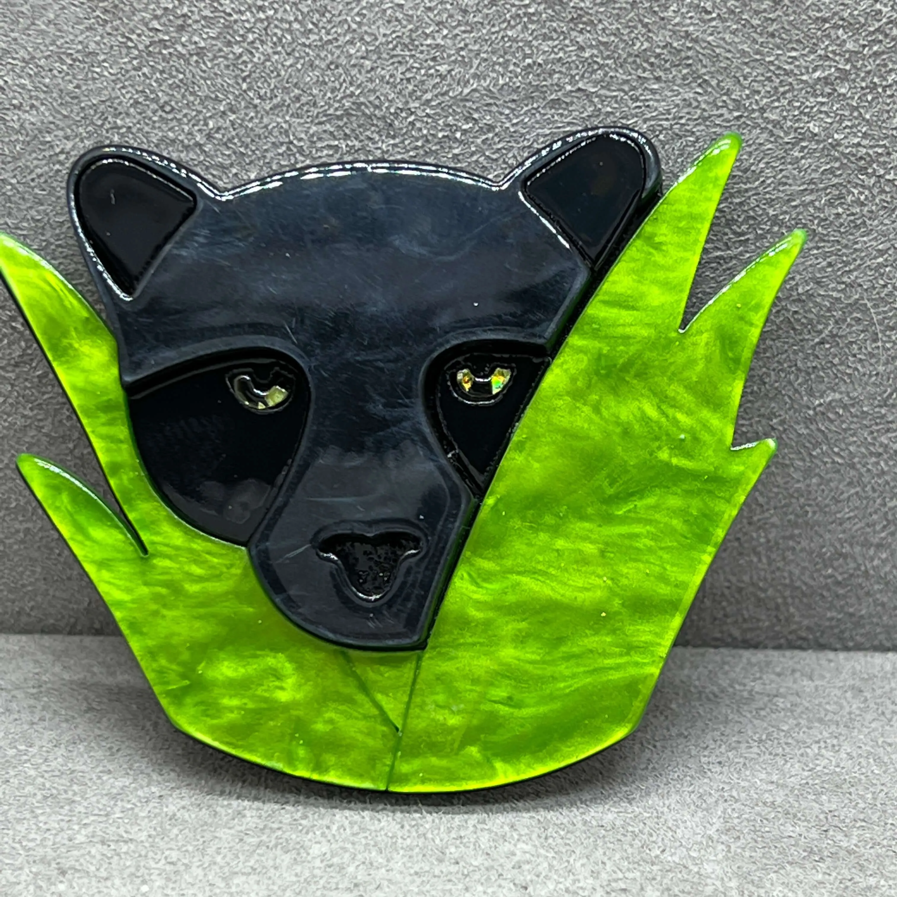 Handmade Acrylic Art Brooch - The Peeking Panther