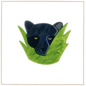 Handmade Acrylic Art Brooch - The Peeking Panther