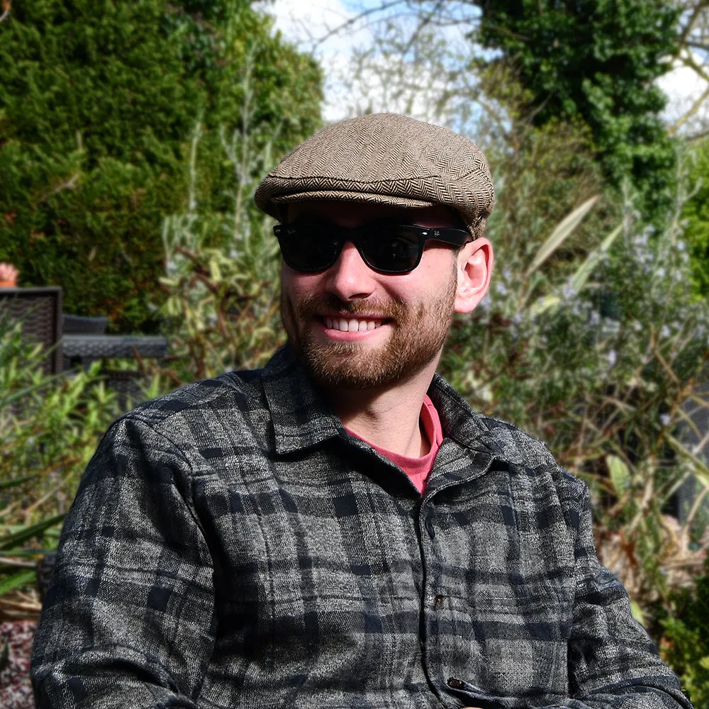 Herringbone Flat Cap - Dark Brown