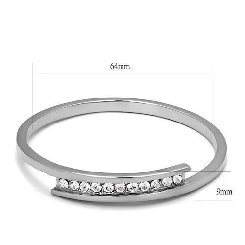 High polished (no plating) Stainless Steel Bangle with Top Grade Crystal in Clear for Women Style TK2248
