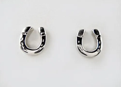 Horseshoe Dangle or Stud Earrings in Sterling Silver