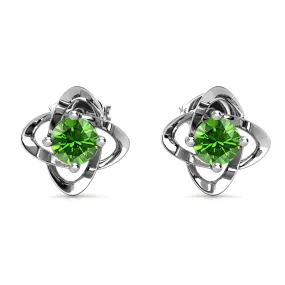 Infinity August Birthstone Peridot Earrings 18k White Gold Plated Silver Birthstone Earrings with Swarovski Crystal