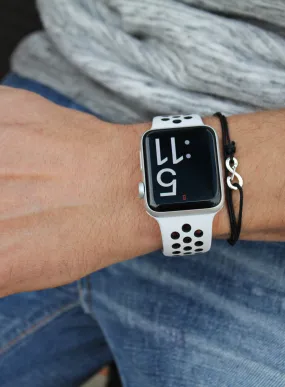 Infinity Bracelet - Black cord men's bracelet with silver clasp