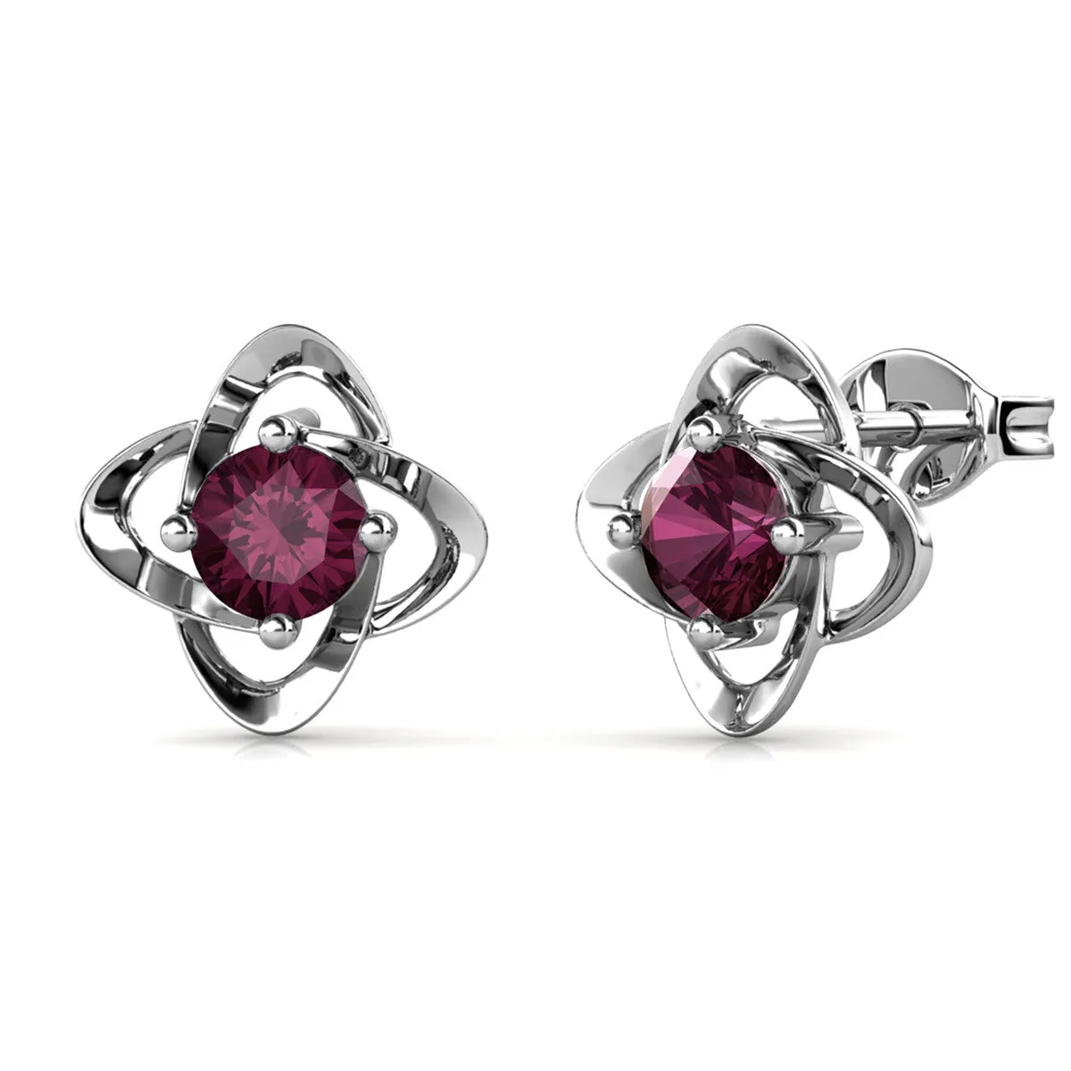 Infinity February Birthstone Peridot Earrings 18k White Gold Plated Silver Birthstone Earrings with Swarovski Crystal