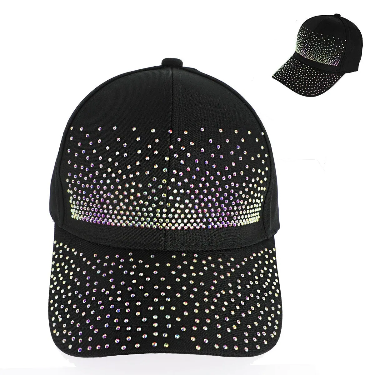 Jeweled Gemstone Crystal Rhinestone Studded Fashion Baseball Cap