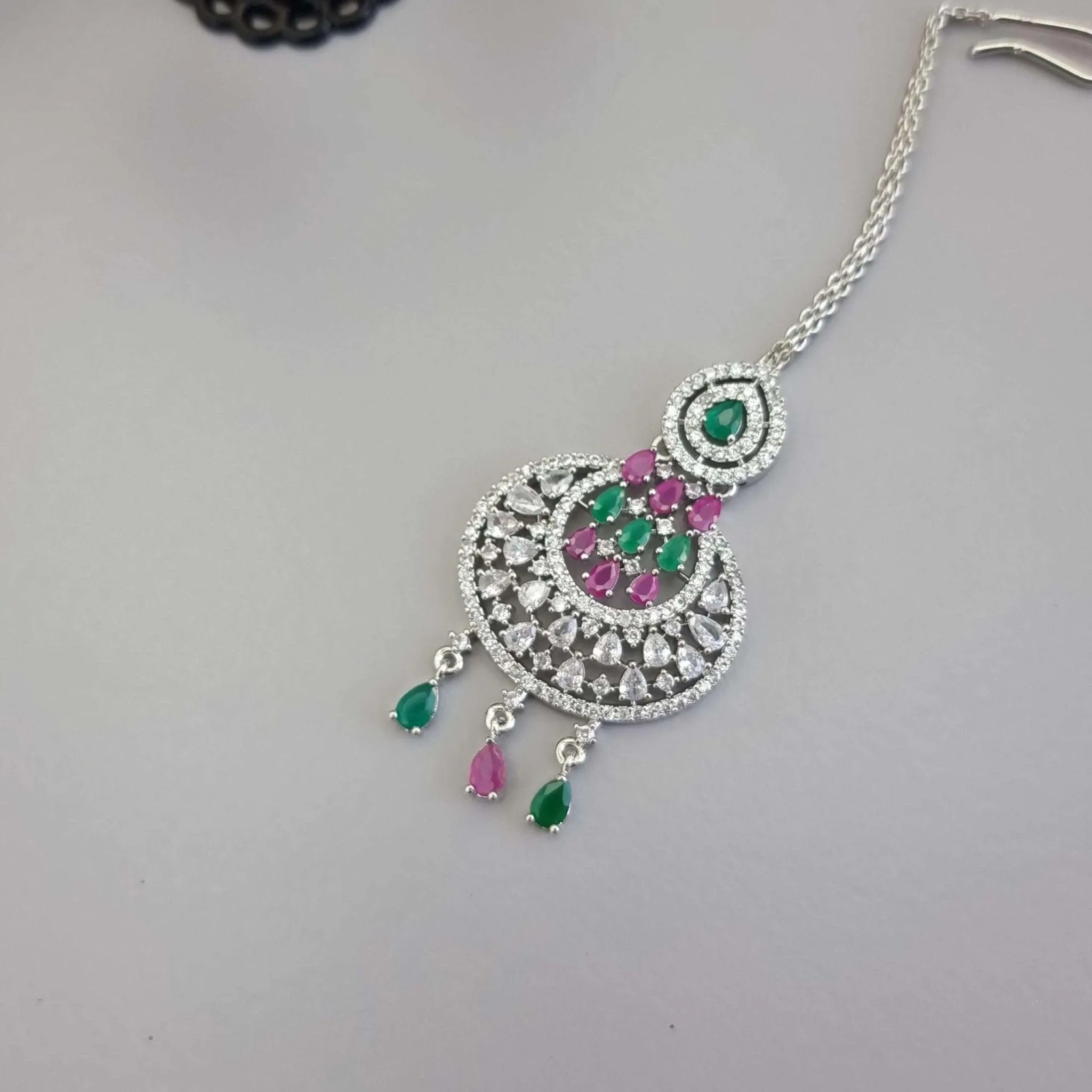 Jhumki Tikka Set Ruby Green