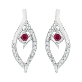 KATARINA Diamond and Ruby Fashion Earrings (1/6 cttw)