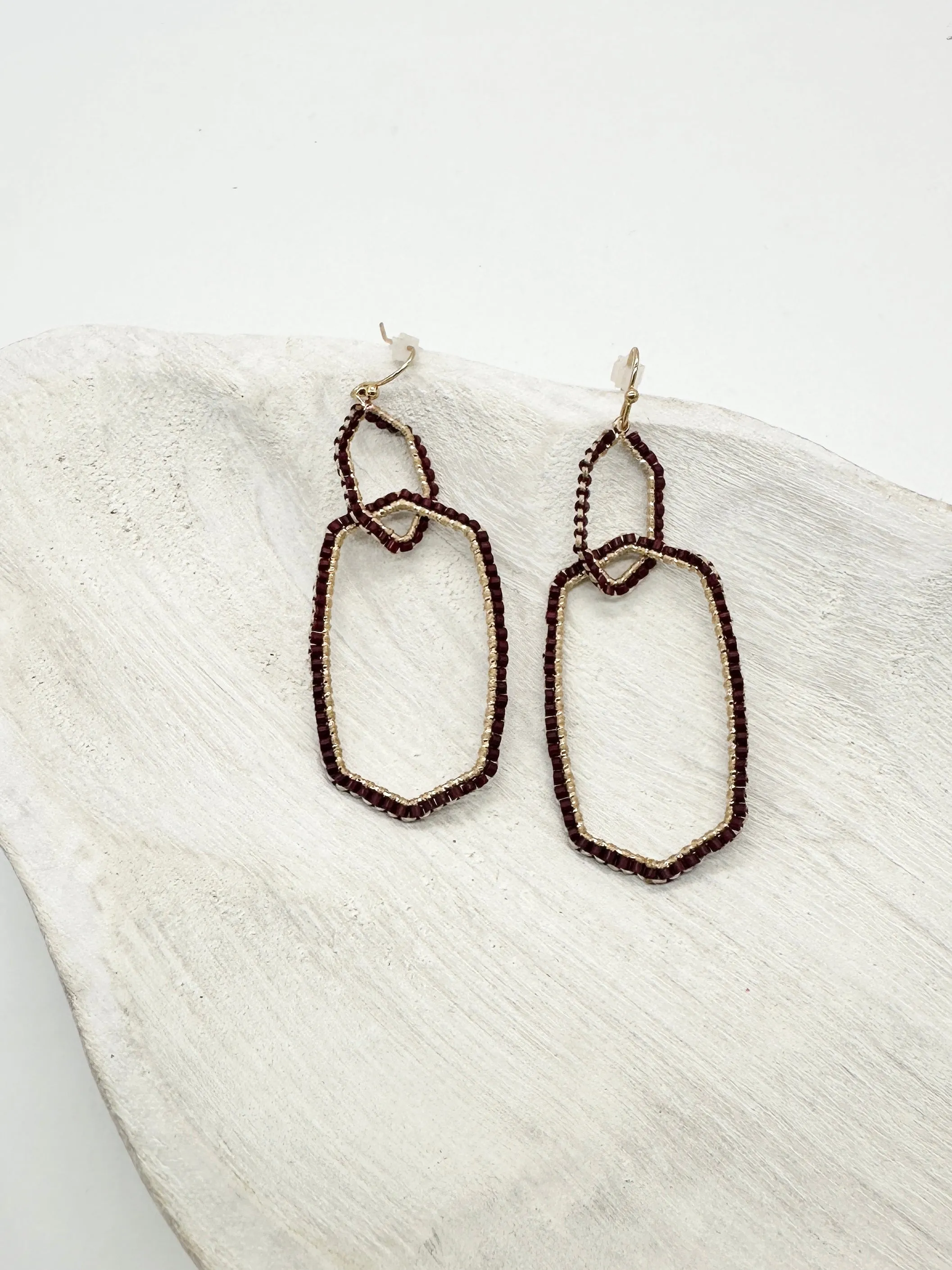 Kaylee Maroon Dangle Earrings